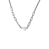 925 Silver Love Heart Pendant Thick Chain Necklace for Women