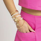 Vintage Geometric Pendant Bracelet with Pearl Detail