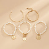 Vintage Geometric Pendant Bracelet with Pearl Detail