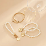 Vintage Geometric Pendant Bracelet with Pearl Detail