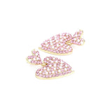 Romantic Pink Rhinestone Heart-shaped Earrings for Woman