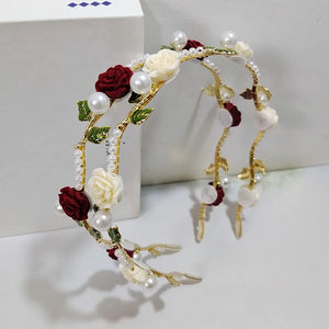 Vintage Rose Pearl Hair Band for Women