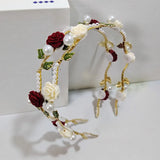Vintage Rose Pearl Hair Band for Women