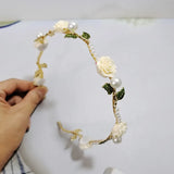 Vintage Rose Pearl Hair Band for Women
