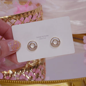 Shell Micro Inlaid Zircon Earrings Ladies Accessories