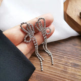 Temperament Shinny Rhinestone Bow Clip Earrings - No Piercing