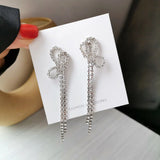 Temperament Shinny Rhinestone Bow Clip Earrings - No Piercing