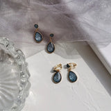 Crystal Water Drop Clip Earrings - Women's Jewelry