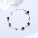 Round Garnet Bracelet for Women Sterling Silver 925 Jewelry