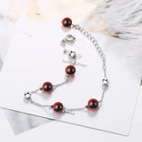 Round Garnet Bracelet for Women Sterling Silver 925 Jewelry