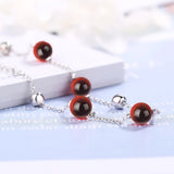 Round Garnet Bracelet for Women Sterling Silver 925 Jewelry