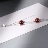 Round Garnet Bracelet for Women Sterling Silver 925 Jewelry