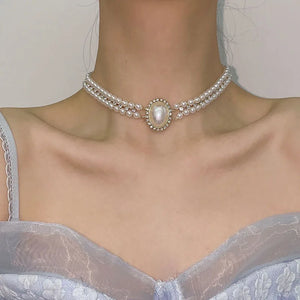 Rhinestone Pearl Clavicle Necklace Pendant For Women