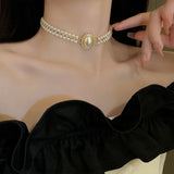 Rhinestone Pearl Clavicle Necklace Pendant For Women