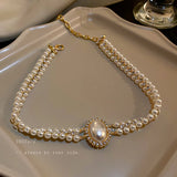 Rhinestone Pearl Clavicle Necklace Pendant For Women
