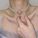 Rhinestone Pearl Clavicle Necklace Pendant For Women