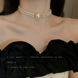 Rhinestone Pearl Clavicle Necklace Pendant For Women