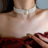 Rhinestone Pearl Multilayer Necklace for Women