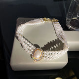 Rhinestone Pearl Multilayer Necklace for Women