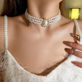 Rhinestone Pearl Multilayer Necklace for Women