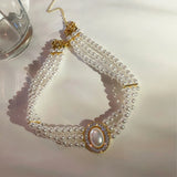 Rhinestone Pearl Multilayer Necklace for Women