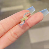 Square Sugar Citrine Diamond Ring For Women
