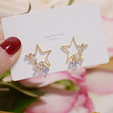 Transparent Crystal Star Earrings Zirconia Stud Wedding Jewelry