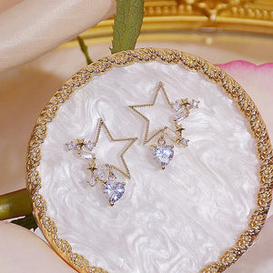 Transparent Crystal Star Earrings Zirconia Stud Wedding Jewelry