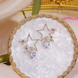Transparent Crystal Star Earrings Zirconia Stud Wedding Jewelry