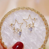 Transparent Crystal Star Earrings Zirconia Stud Wedding Jewelry