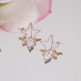 Transparent Crystal Star Earrings Zirconia Stud Wedding Jewelry