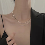 Sterling Silver Snake Bone Double Layer Choker Necklace