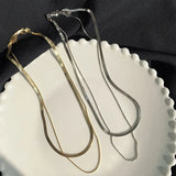 Sterling Silver Snake Bone Double Layer Choker Necklace