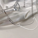 Sterling Silver Snake Bone Double Layer Choker Necklace