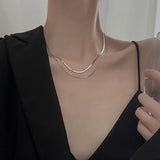 Sterling Silver Snake Bone Double Layer Choker Necklace