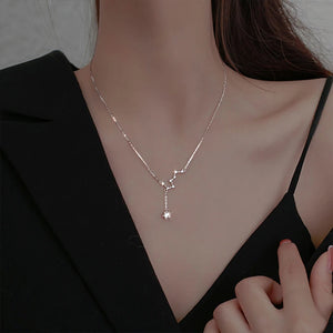 Temperament Star Pendant Necklace 925 Silver Clavicle Chain Fine Jewelry