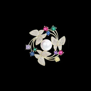 Temperament Butterfly Wreath Brooch Jewelry Suit Pin Gemstone Inlaid Brooch