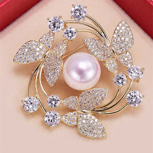 Temperament Butterfly Wreath Brooch Jewelry Suit Pin Gemstone Inlaid Brooch
