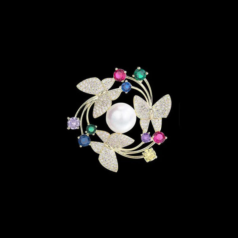 Temperament Butterfly Wreath Brooch Jewelry Suit Pin Gemstone Inlaid Brooch