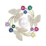 Temperament Butterfly Wreath Brooch Jewelry Suit Pin Gemstone Inlaid Brooch