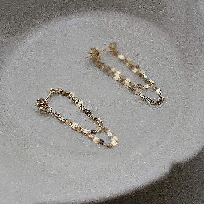 S925 Silver Plated Kiss Word Chain Double Earrings