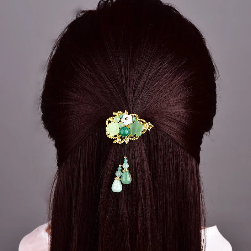 Temperamental Crystal Coloured Glaze Flower Hair Circle Retro Head Rope
