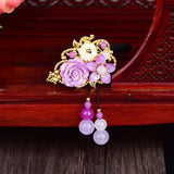 Temperamental Crystal Coloured Glaze Flower Hair Circle Retro Head Rope