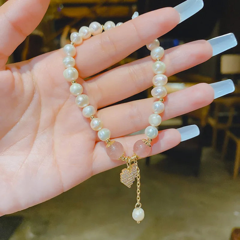 Heart-shaped Pendant Bracelet Opal Simulated-pearl Jewelry