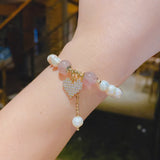 Heart-shaped Pendant Bracelet Opal Simulated-pearl Jewelry