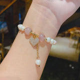 Heart-shaped Pendant Bracelet Opal Simulated-pearl Jewelry