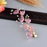 Chinese Style Flower Hairpins with Simulated-pearl