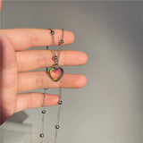 Temperature Sensing Heart Pendant Necklace Color-Changing Titanium Steel