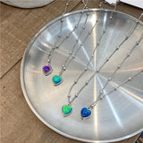 Temperature Sensing Heart Pendant Necklace Color-Changing Titanium Steel