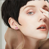 925 Silver Created Princess-cut Diamond Earrings